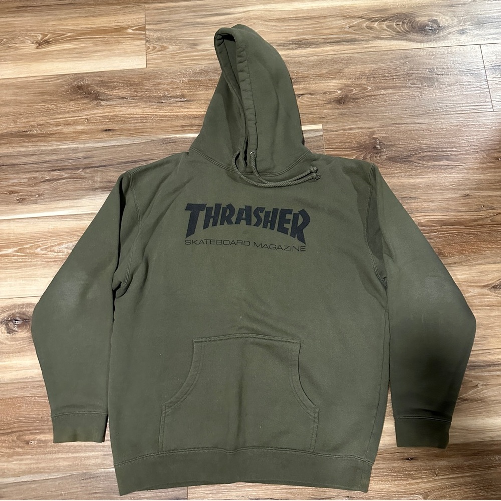Genuine Thrasher Skate Mag Hoodie Army Green - Large